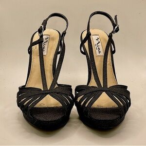 Nina Black Sparkle Strappy Heeled Sandals​​